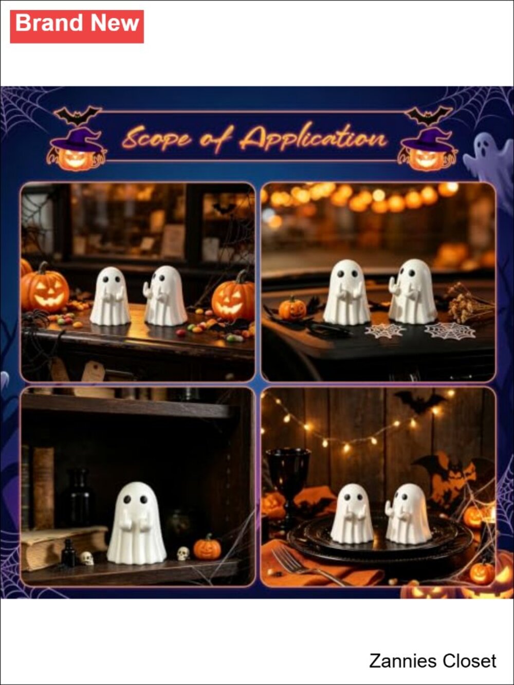 ๐ป 2Pcs Halloween Ghost Figurine, Cute Spooky Resin Ghost Statue Tabletop Home - Picture 5 of 6